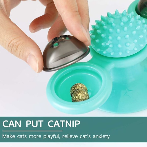 Vindkvarn Kattleksak Snurrbord med Catnip och LED-boll Interaktivt Leksak Massage Leksak för Katter Kattungar