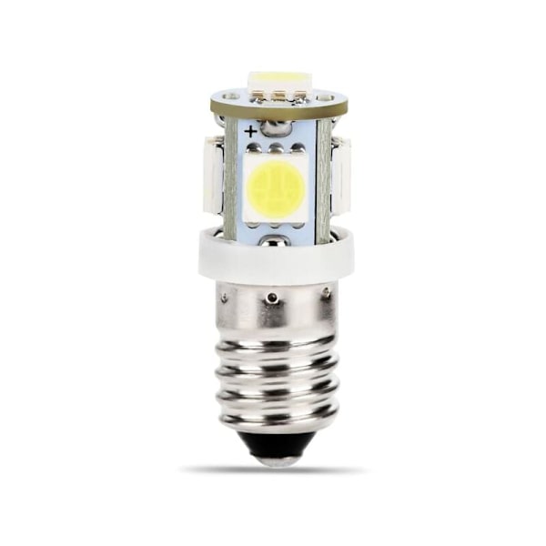 E10 AC LED-pærer - 10 stk 6V 5 LED-lamper - E10 Miniaturskrue 50Lm (AC 6V)