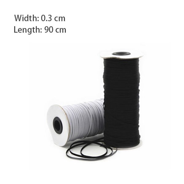 90 meter lång DIY flätad elastisk bandkabel stickning syband, vit, 0,3 centimeter