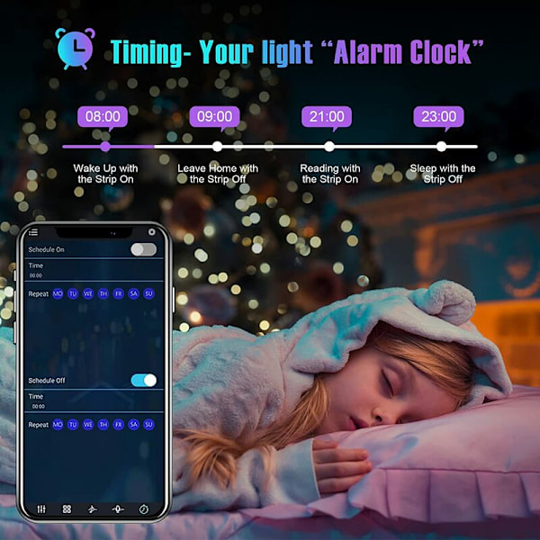 LED-Strips, 5M 150LED Bluetooth LED-Strips 5050 RGB 5V USB, Lysstrimler styret via APP og fjernbetjening, 16 millioner farver og 213 tilstande perfekt