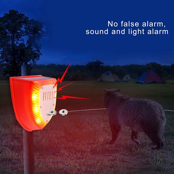 Solcellsdriven Djurskrämmare Alarm, Utomhus Säkerhetssiren med 6 Blinkande LED-lampor, 129 DB Ljud, för Fruktodling, Te, Trädgård, Villa, Gård, Kanin, Räv