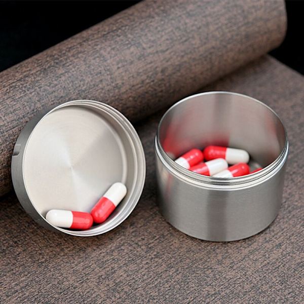Ren Titanium Box Te-burkar Vattentät Inuti och Utanför Pillerlåda Titanium Förseglad Stuga Piller Te-låda Medium