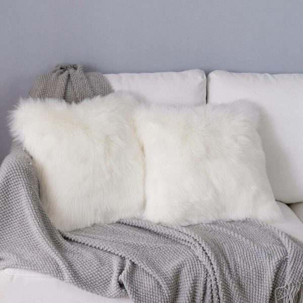 Vita Mjuka Fluffiga Plysch Kuddfodral, Sovrum Soffa Bil Dekoration Kuddfodral 45X 45Cm 2-pack