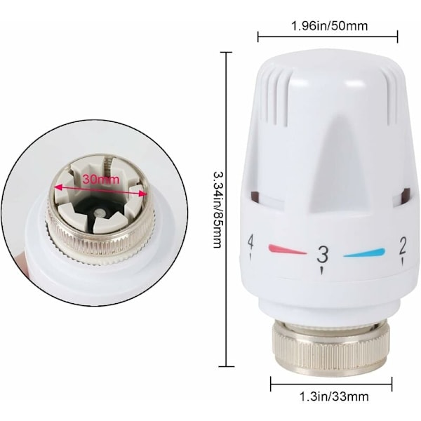 4 kpl Termostaattiset Pää Termostaattiventtiili Patterin Pää Vaihto Patteriventtiili Termostaattinen Patteriventtiili M30 x 1,5 Termostaattinen Patterin Pää