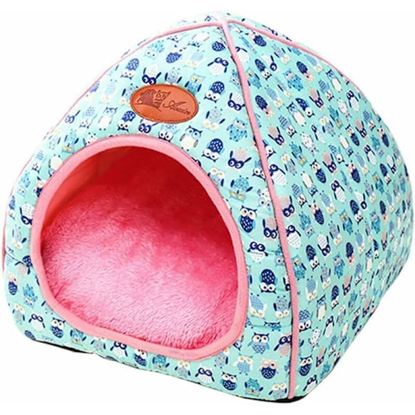 Hundekatte Kurv Yurt Form Stof med Madras Foldbar Varmt Vaskbar Kæledyrs Pude til Efterår og Vinter 2 i 6 Hundebed Behagelig Madras til Små Kæledyr