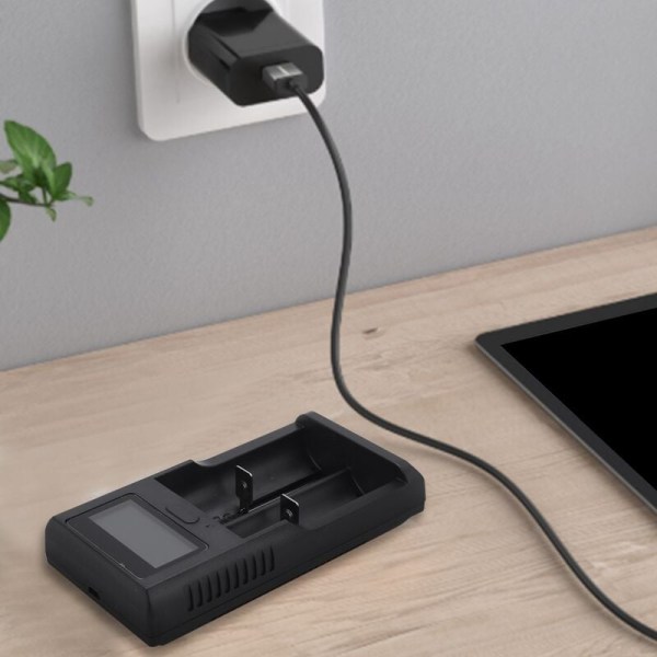 Dobbelt slots LED-skærm batterioplader spændingsdisplay USB smart genopladelig til Aa/Aaa Ni-/Ni-Cd
