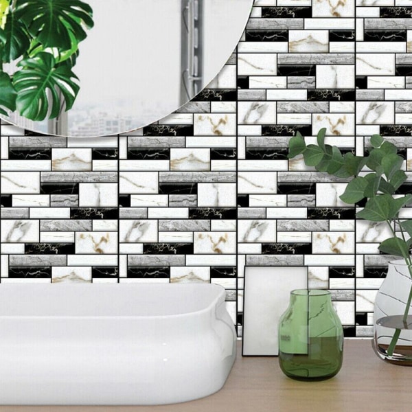 10 stk veggflis klistremer kjøkkenrom murstein 3D veggdekor klistremer flis kunst backsplash veggdekorasjon 30X30 cm