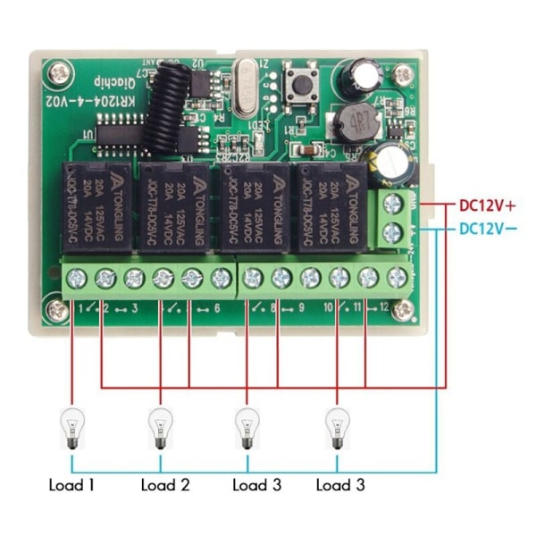 433MHz vastaanotin kaukosäädin kytkin moottorin ohjain DC 12V 24V 4CH rele lähetin moduuli DIY