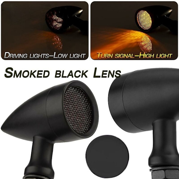 10 mm moottoripyörän retro LED-vilkkuvalo jarruvalo verkko-objektiivi Chopper Bobberille