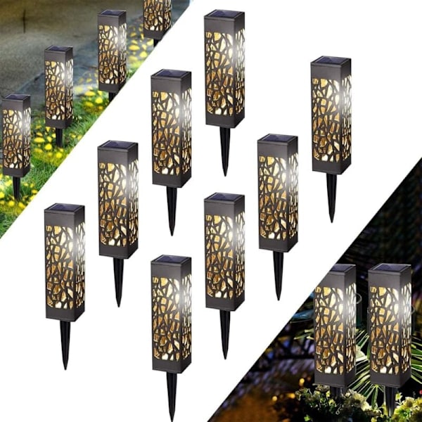 Solcellelys utendørs, IP65 Vanntette Solcellehagelys for sti, terrasse, plen, landskap, julefest (8 stk)