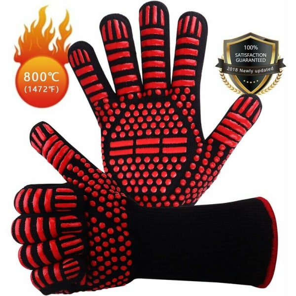 EN407 Non-Slip Silicone Barbecue Gloves for Barbecue, Oven, Oven, Heat Resistant Cooking Gloves, Fireplace Gloves, Chimney Gloves, Fireplace Gloves