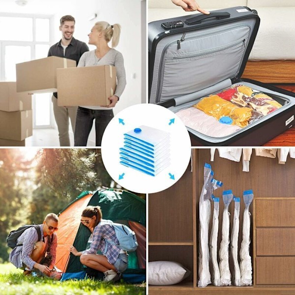 Paket med 6 Vakuumförvaringsväskor 40x60cm, Resevakuumväska, Återanvändbar Vakuumförvaringsöverdrag, Rullande Förvaringsväskor för Kläder, Täcken, Sängkläder - Transparent