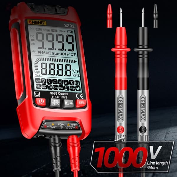 Smart Digital Multimeter True RMS Auto Elektrisk Kapacitansmåler AC DC Spænding Modstand Transistor Rød