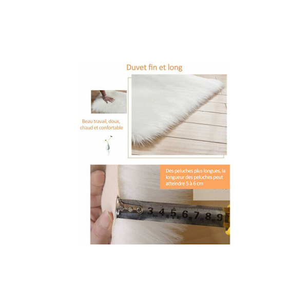 Lang Fluffy Plysj Tepper, for Stue Soverom Balkong, Hvit, 30 X 30cm-