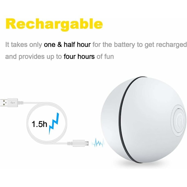 Smart Interaktiv Katt Leksak - Nyaste Versionen 360 Grader Självrullande Boll, USB Laddningsbar Husdjursleksak, Inbyggd Snurrande LED-Ljus, Stimulerar Jakten