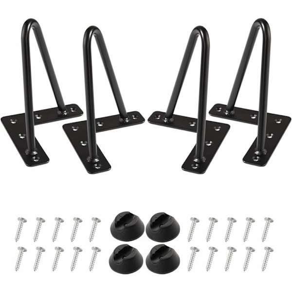 Hårnålsben 15cm Set om 4, DIY Metall Möbler Bordsben Idealisk för Matbord, Skrivbord, Century Modern Stil (15cm, Svart)