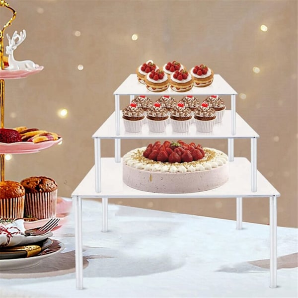 3-pack Akryl Cupcakesställ, Klar Kvadratisk Kaktårta Display, Dessertbord Display Set för Matkakor, Pizza, Efterrätter
