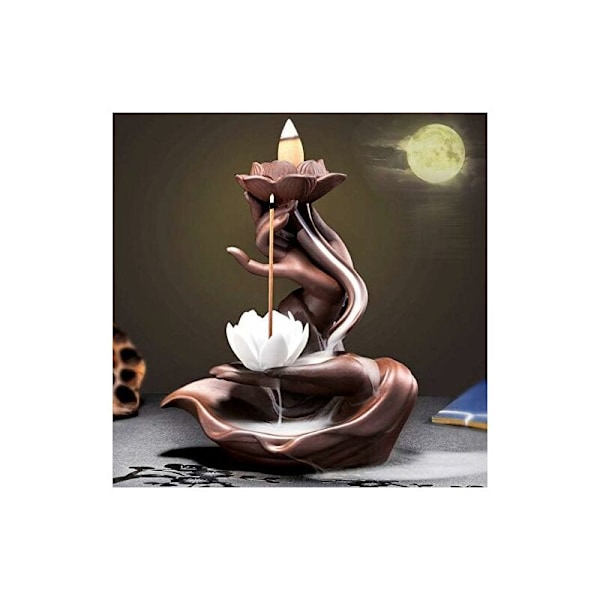 Keramisk Tilbageflow Røgelsebrænder Vandfald Røgelsebrænder Tilbageflow Røgelsebrænder Buddha/Lotus Røgelseholder til Spa, Yoga, Meditation, Stil 1