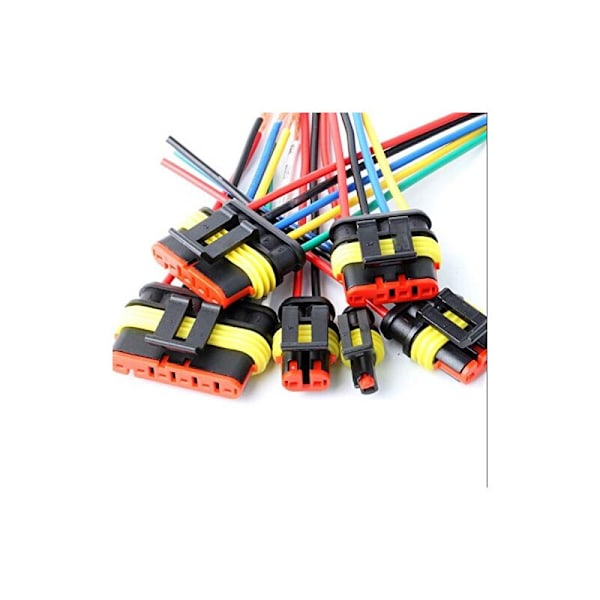 5 stk. Vandtætte Stik, 2-polet Selvspændende Elektriske Ledningsforbindelser med 16 AWG Marinekabel til Bil, Lastbil, Båd og Andre Ledningsforbindelser. (2p