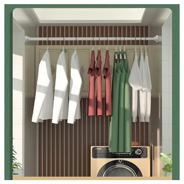 Bruseforhængsstang, uden boring Teleskopisk Tøjstang, Gardinstang til Soveværelse, Badeværelse, Brusebad, Tøjtørrestativ, 50CM - RWShower Curtain Rod