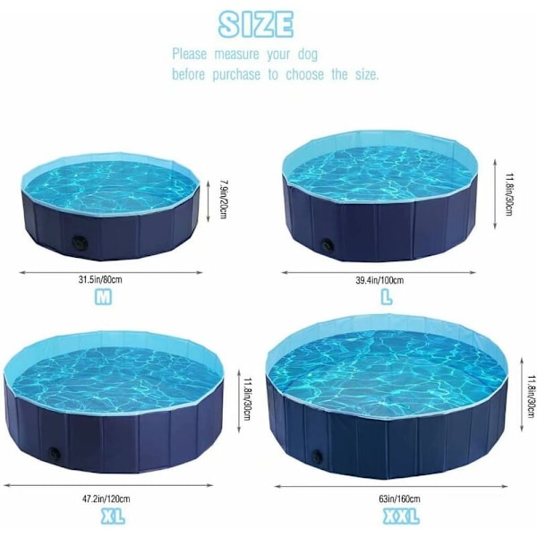 Miljövänlig hopfällbar PVC-pool för husdjur, hundbadkar, kattpool, 20 x 80 cm - blå