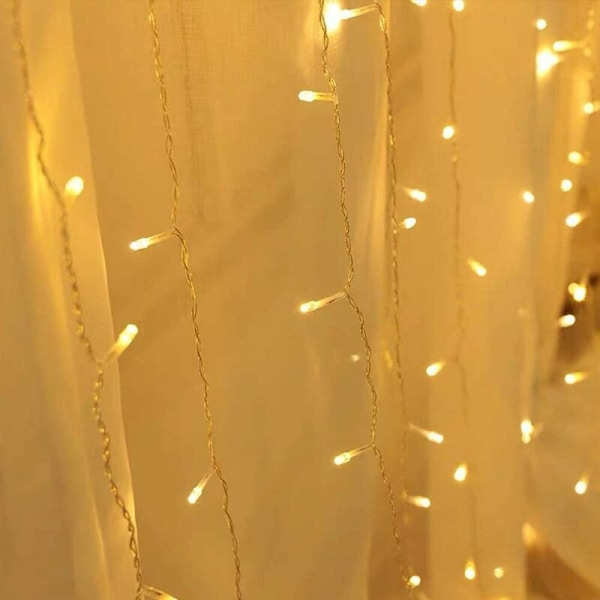 Gardinlys Garland 300 LED-lysgardin 3M*3M 8 lysmoduser Vanntett IP44 utendørs og innendørs, dekorasjon til jul, bryllup, bursdag,