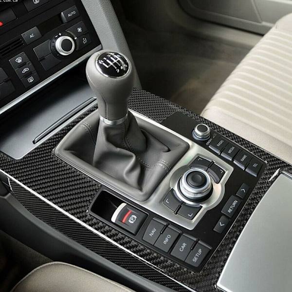 Kolfiber Växelspaks Panel Dekaler för Audi-A6 2005 2006 2007 2008 2009 2010 2011,A