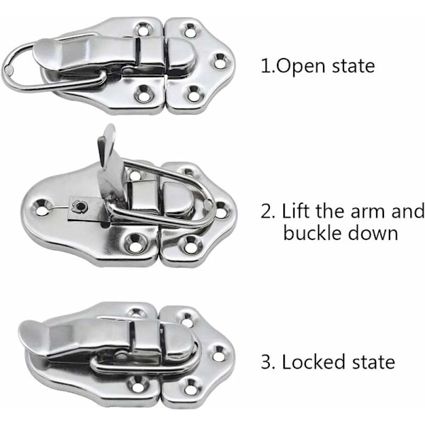4 Toggle-spænder Låse Toggle Lås Håndtag Lås Lukning til Smykkeæske Gaveæsker Værktøjskasse Kuffert og Kiste - Sølv