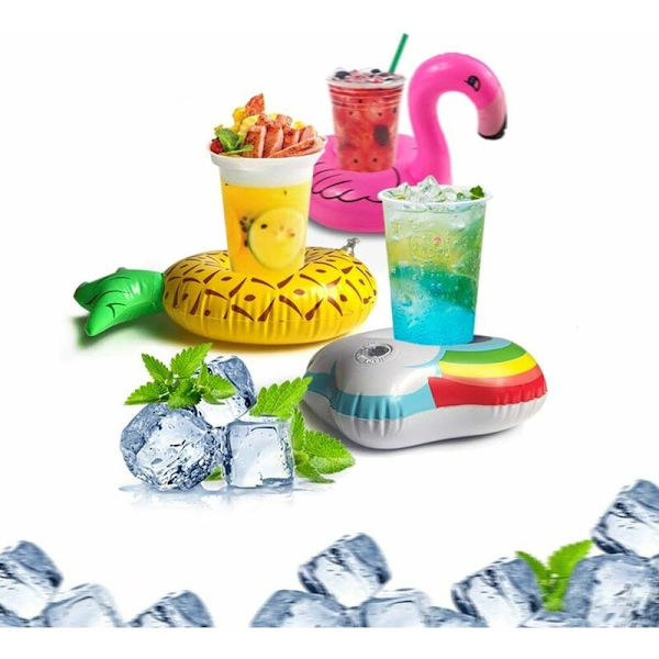 12-pack Uppblåsbara Mugghållare + 1 Uppblåsbar Nål + 1 Förvaringsväska, Uppblåsbara Dryckesunderlägg Dryckesflottar för Barnleksaker och Poolparty (12-pack)