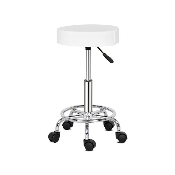 Kontorstol, 360° Rotasjon Rullestol, for Massasjesalong, Kontor, Klinikk, Farge: Hvit 8cm