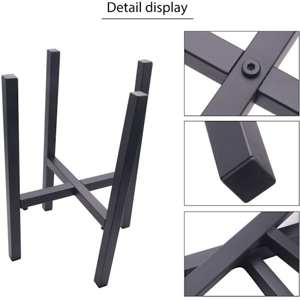 Metalliskt växtställ för inomhusbruk med justerbar bredd, passar krukor på 20,5-28,5 cm, Mid-Century-ställ för hörnvisning
