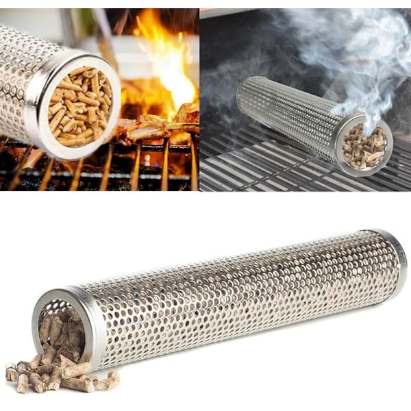 Rund Grill Røg Generator Rør Af Rustfrit Stål Træ Pellets Røger Udendørs Køkken Tilbehør - Rund Sektion