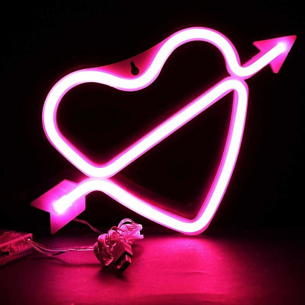 Cupid Neonbelyst Cupidskylt Väggdekor, Batteri & USB-driven Ros Cupid Neonljus Vägglampa Inomhus Sovrumslampor, Alla hjärtans dag, Chri