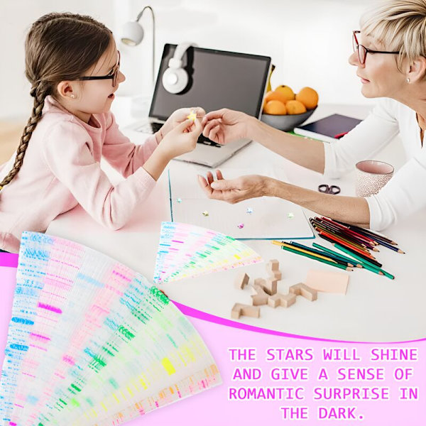 Stjernepapirstrimler, 630 stykker fargerike lysende origamipapirstrimler lykkelig stjerne for håndverk folding skoleundervisning DIY kunstprosjekter håndverksforsyninger