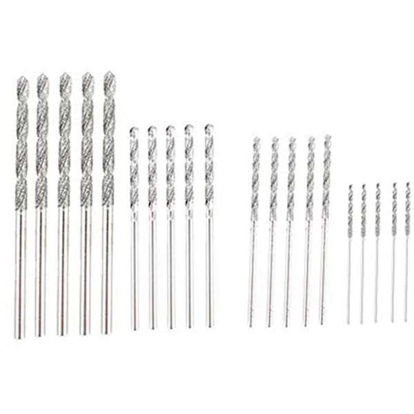 Timanttiporanteräsarja 20 kappaletta 4 kokoa 1 mm 1,5 mm 2 mm 2,5 mm Kierrekärki Ranta Merilasi Kuori Jalokivet Lapidaari
