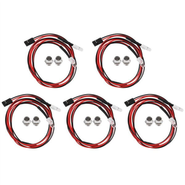 5 kpl 2 LED 5mm ajovalot RC-lisävarusteet LED-valot 1/10 Drift-malliautoon, valkoinen