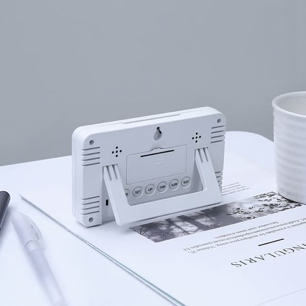 Elektronisk vækkeur Farve LCD Multifunktion Temperatur Nedtælling Digitalt ur Lazy Snooze Sengeur Sort
