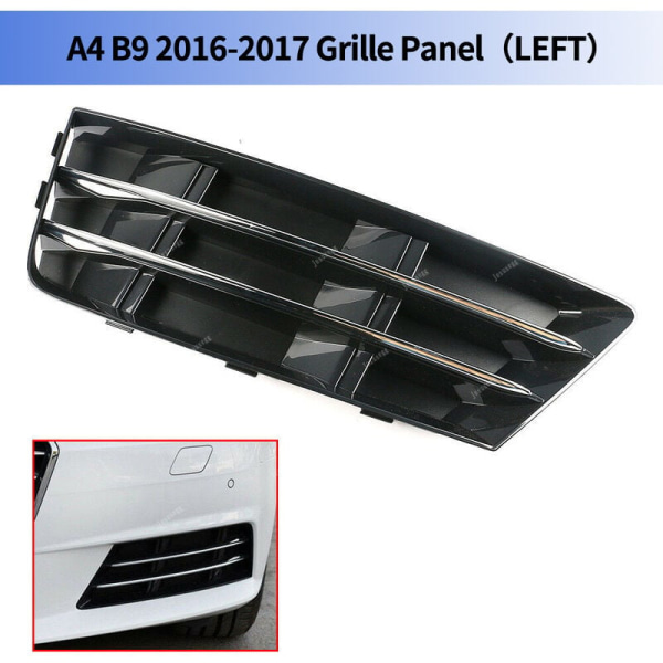 Front Venstre Tåkelys Grill, med Krom Panel For-Audi A4 B9 2016-2017 Tåkelys Deksel 8W0 807681 R