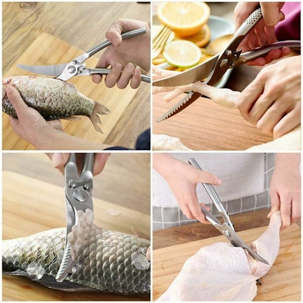 Fjäderfä Saxar i Rostfritt Stål, Professionella Köksaxar för Mat Kyckling Kött Fisk, Mat Saxar med Fjäder, Fjäderfä Saxar Köks Fisk Sax
