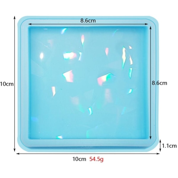 Holografisk Lys Skygge Kop Underlag Måtte Coaster Krystal Epoxy Resin Form Silikoneform DIY Håndværk Værktøj (Firkant)