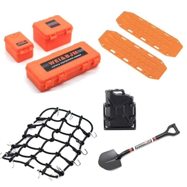 Universell nät-spade bagage resväska simulerad dekoration 8 st/set för TRX4 SCX10 90046 1/10 RC biltillbehör svart