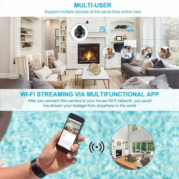 Spionkamera, Full HD 1080P Dold Säkerhetskamera med Nattseende Rörelsedetektering, WiFi-kamera Lämplig för Hem, Inomhus Utomhus med 32G SD-kort