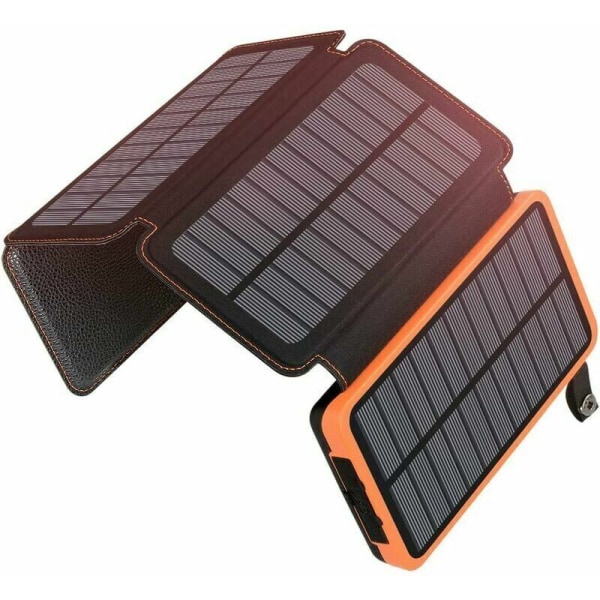 Solpanel, 20000mAh Solar Oplader Bærbar Power Bank med 4 Paneler Vandtæt eksternt batteri med 2 USB Udendørs Camping Telefon Tablet Cisea,