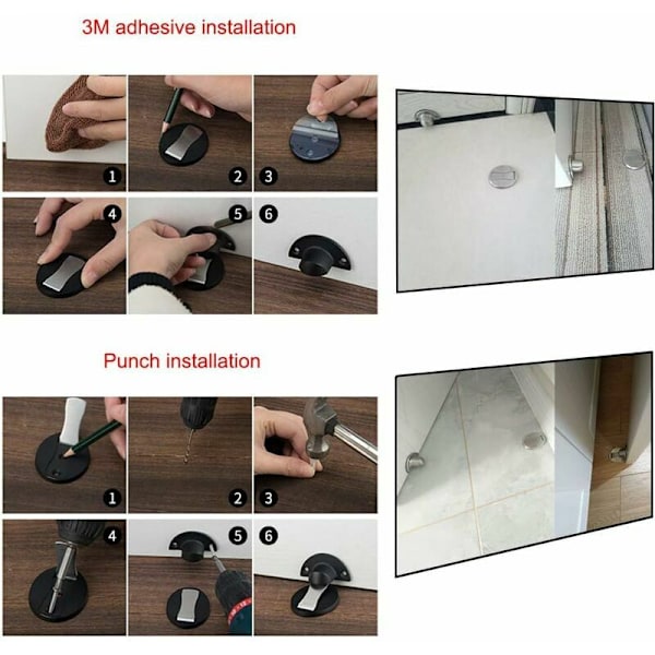 304 ruostumattomasta teräksestä valmistettu magneettinen ovenpysäytin, pidike ovenpysäytin kotiin, toimistoon, ravintolaan ja hotelliin (hopea)