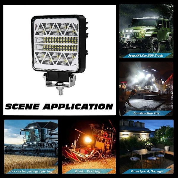 4 Tums 102W LED-ljuspods Traktor Arbetsljus Spot Flood Körning Liten Ljusramp Vattentät för Lastbil Utrustning Fordon Pickup 2st Runda 102W