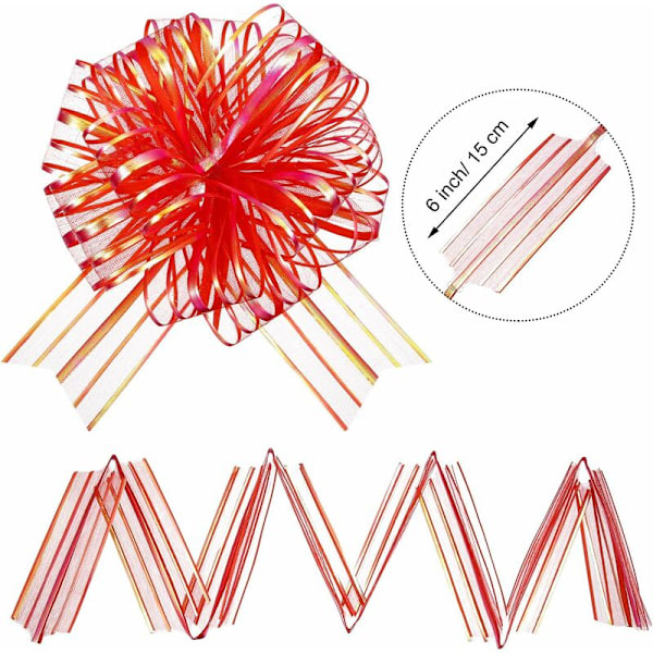 12 st stora organza rosetter för presentförpackning, 15 cm i diameter
