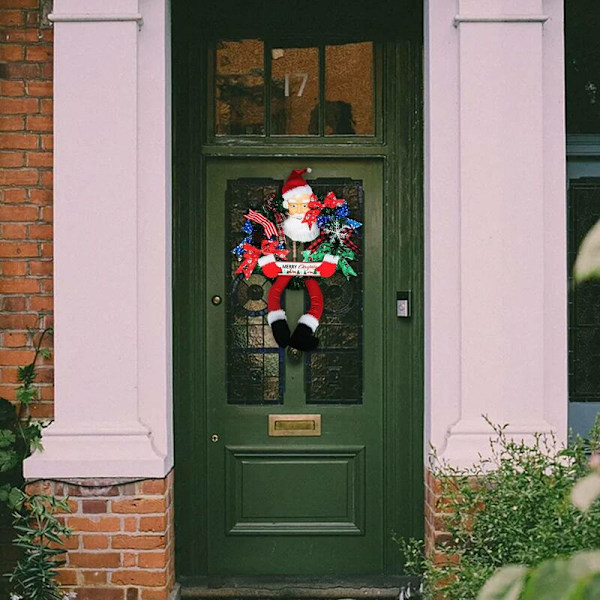 Jul Dörrkrans Rolig Jultomte Ben Krans Hängande Prydnad För Entrédörr Jul Dekor