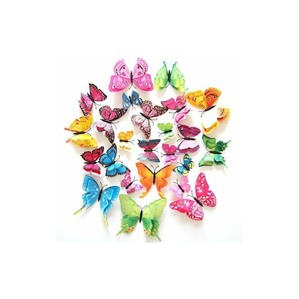 3D Butterfly Vægstickers DIY Butterfly Stickers Aftagelige Genanvendelige til Soveværelse Stue, 12 stk