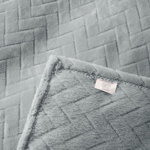 Myk plysj teppe, Queen Size sofa teppe, mykt og fluffy sofa dekorativt teppe - koselig og lett, lysegrå, 127 x 152 cm