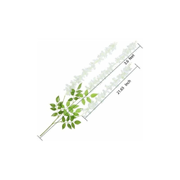Kunstige Blomster, 24 Styk Kunstige Falske Wisteria Vine Hængende Silkeblomster Hjem Bryllup Fest Dekoration (24 Styk, 110 cm / Hver Strand, Hvid)